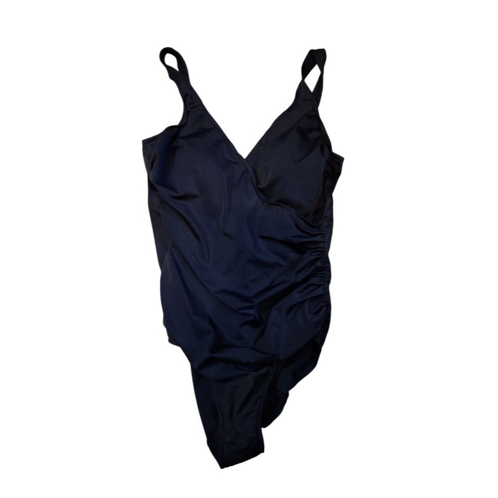 Slim Shaper One Piece Swimsuit Women’s US Size 16 Black Ruched Cross Over